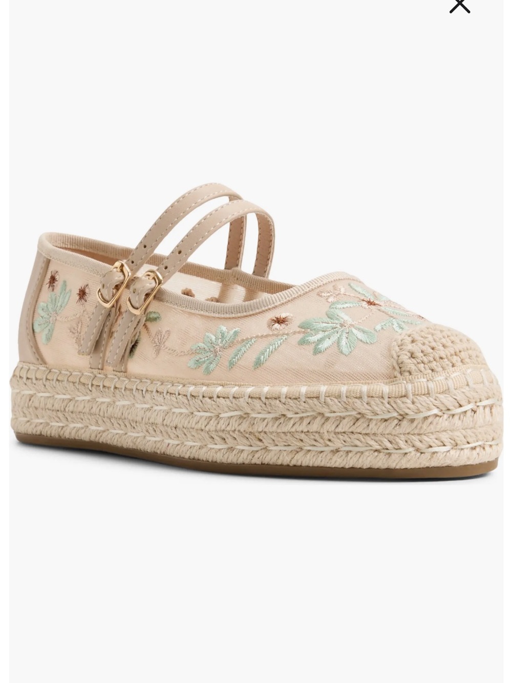 Call It Spring by ALDO Daffney Embroidered Beige Espadrille Mary Jane Flats